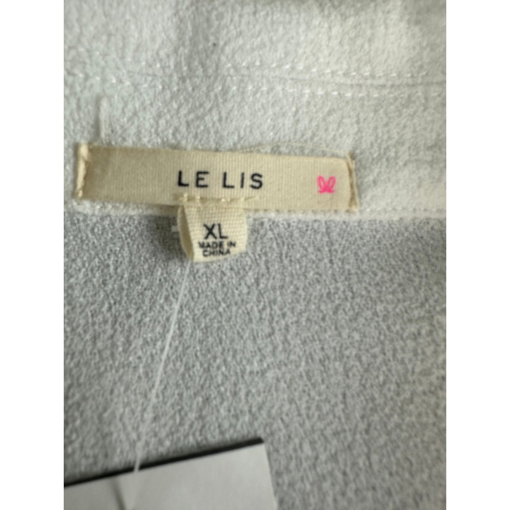 Le Lis Moto Jacket XL Ivory Textured Frayed Trim Zip Front Lightweight Layering - Picture 6 of 10